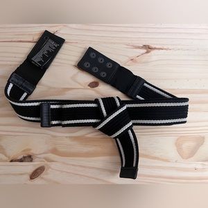 Maje Black and White Pattern Striped Belt